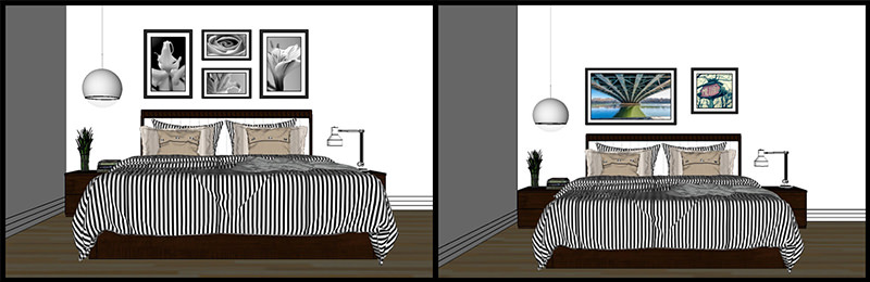 composição 1: alinhamento com a cabeceira da cama quadros-cabeceira-cama